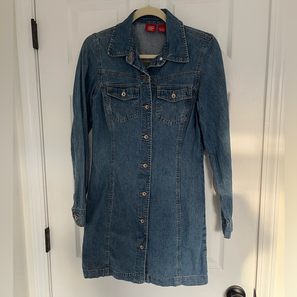 GAP Blue Jeans Vintage Long Sleeve Denim Dress Western